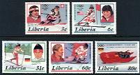 15th Winter Olympics - Calgary Mint Set of 5 Stamps Liberia, 1987